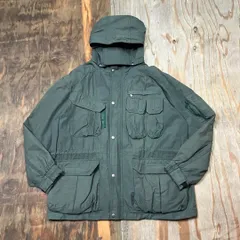 BUD GUYS バッドガイズ デサント製 ロクヨンクロス フーデット ナイロンジャケット グリーン フィッシング フィールド 多機能 ユーティリティ アウトドア 90s 古着 VINTAGE メンズ サイズ L MM110のサムネイル