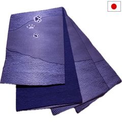 半幅帯（猫の肉球柄：ネイビー系）日本製 ロング 長尺 リバーシブル 細帯 浴衣 着物 小紋 レディース 女性 和装 和服