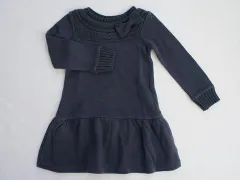 ベベ bebe アウトレット 子供服 女の子 長袖 ワンピース グレー 起毛 防寒 秋 冬 110cm ★3 ガールズ 女児 キッズ 【中古】 ユーズド リサイクル こども