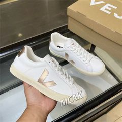 VEJA ヴェジャ Campo LOGO ホワイトゴールドレザー レディーススニーカー 靴