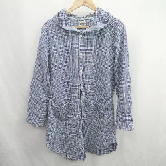 ◇ ⊂◎ CUBE SUGAR キューブシュガー ギンガムチェック 綿100% 長袖 パーカー サイズM ブルー　ホワイト メンズ E  【1506300025525】