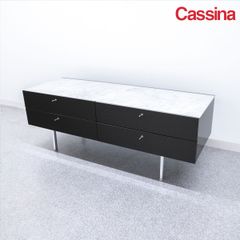 【展示品】Cassina カッシーナ 255 FLAT フラット チェスト サイドボード 大理石 グロッシーブラック ピエロ・リッソーニ 定価100万【配送要確認】