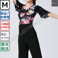 社交ダンス トップス 花柄 フリル袖 メッシュ ラテンダンス レッスン