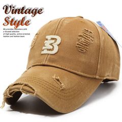 【ダメージ加工がCOOL】帽子 キャップ Vintage メンズ レディース くすみカラー こなれ感 深め しっかり素材 7986695 (ライトブラウン)