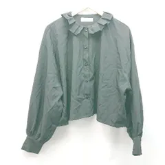 ◇ BONLECILL ボンルシール フリル襟 フロントボタン サイドスリット 長袖 シャツ サイズM ブラック レディース E 【1310130049480】