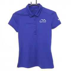 【超美品】ナイキゴルフ 半袖ポロシャツ ブルー×白 袖ロゴ刺しゅう レディース XS ゴルフウェア NIKE