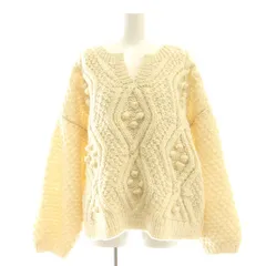 ネストローブ nest Robe 23AW ペルーニットポップコーンケーブルプルオーバー セーター キーネック ウール F アイボリー /DO ■OS