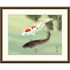 有田焼 金龍窯 中村一代 「鯉の瀧登り」 陶板 陶額 壁掛け アート