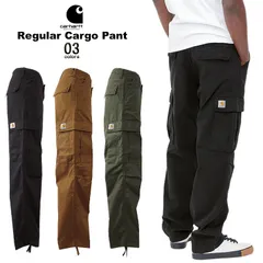 carhartt WIP カーハート レギュラーカーゴパンツ ワークパンツ ユニセックス 男女兼用 ミリタリーパンツ ストレート ボトムス ワークパンツ チノパン スクエアラベル アウトドア 定番 ベーシック【 Black】【Hamilton Brown】