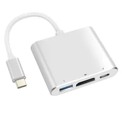 その他USB-C機器(シルバー） Galaxy Pro mini/iPad 2018-2024/Mac Air Pro/Mac 15/16/MacBook i-Phone テレビ出力 switch アダプタ アダプタ 変換 3-in-1 ポート 3.1高速