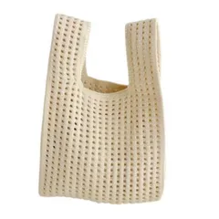 [Ｂｅｎｅｆｉｔｓ　Ｃｈｉｌｄｒｅｎ　子供たちの未来に幸福を] ニットバッグ レディース ミニ 手提げ 買い物バッグ 編み目バッグ オフホワイト 