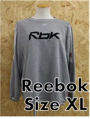 Reebok リーボック　スウェット　ロンT　グレー　刺繍　デカロゴ　グレー　XL