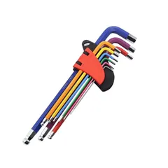 Size:L IOLOYU 六角レンチ ボールポイント 六角レンチセット マルチカラー六角 レンチ 工具 9本組 L型 六角ドライバー 1.5~10.0mm六角工具セット CRV クロムバナジウム鋼 ヘキサゴンレンチ 精密 ヘックスレンチ バイク 車載工具 自