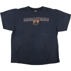 古着 ハーレーダビッドソン Harley-Davidson ドクロ柄 スカル柄 ファイヤーパターン モーターサイクル バイクTシャツ/eaa527920