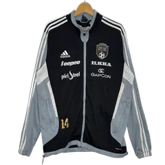 adidas CLIMACOOL アディダス フィンランド サッカークラブ トラックジャケット スリーライン ジャージ ライトアウター フロントバックプリント ワンポイント刺繡 オーバーサイズ ビッグシルエット CHINA製 XOサイズ ブラック グレー