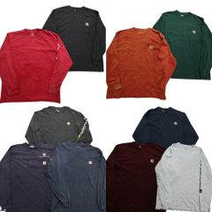 古着卸 まとめ売り カーハート Carhartt 長袖Tシャツ 10枚セット (メンズ L ) 胸ポケット ヘンリーネック ワンポイント 中古 古着 NB3969