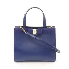 ✨サルヴァトーレフェラガモ✨ハンドバッグ ヴァラ ネイビー 2way レザー サルヴァトーレ フェラガモ ヴァラリボン 2wayバッグ ネイビー