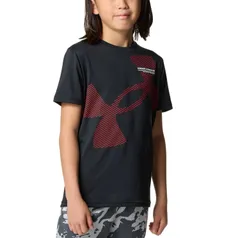【新品】【ジュニアサイズ】UNDER　ARMOUR（アンダー アーマー） UAテック スーパー ビッグロゴ ショートスリーブ Tシャツ トレーニング ボーイズ ガールズ ジュニア　ブラック×レーサーレッド　6001338-001