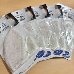 【レディース】【チェック柄】［日本製/5枚セット］速乾・毎日洗えてすぐ乾く！黄砂・花粉・ウイルスをよせつけない！通気性が良くムレにくい「超撥水布マスク」