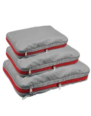 トラベルポーチ 圧縮 バッグ 衣類 圧縮袋 旅行 便利グッズ 旅行用袋 スペース節約 衣類仕分け (中, グレー) [グレー] [中]