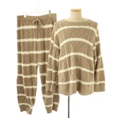 ジェラートピケオム GELATO PIQUE HOMME ボーダーアランプルオーバー パンツ セットアップ ルームウェア パジャマ L ベージュ ホワイト /ES ■OS