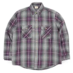 ファイブブラザー FIVE BROTHER 90s 90年代 ヘビーネルシャツ フランネル オールド 長袖 アメカジ USA ヴィンテージ アメリカ 古着 メンズ シャツ パープル系 オンブレチェック柄 L【中古】