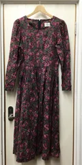 laura ashley ローラアシュレイ 長袖 ワンピース スクエア カット 花柄 サイズ 9AR レディース ワンピース