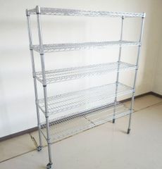 メタルラック 5段 キャスター付き　H156cmW120cmD35cm 　ちょい錆びあり■L-571