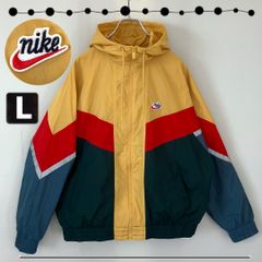 NIKE ナイキ★レトロ調ウーブンナイロンジャケット/フーディ/パーカー★マルチカラー★筆記体ロゴワッペン★ライトアウター★メンズL  #2504A110