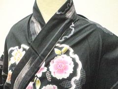【京松】【着物】 浴衣 コーマ地 雪輪に桜柄 身丈約164.5cm 裄丈約67cm 24Z-2135
