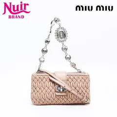 美品✨ミュウミュウナッパクリスタルビジューストラップシルバー金具