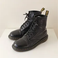 Dr. Martens ドクターマーチン 8ホール ブーツ イングランド製 ガラスレザー 黒 UK 4.5-5くらい （w-6421229）