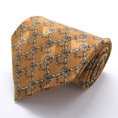 ピエールバルマン ブランド ネクタイ チェック柄 リーフ柄 格子柄 シルク PO メンズ ブラウン PIERRE BALMAIN 【中古】