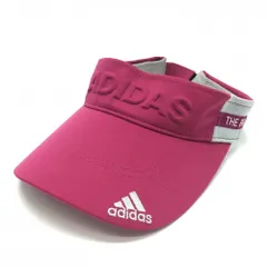 ★値下げ★【超美品】アディダス サンバイザー レッドパープル×グレー エンボスロゴ フリー(56-58cm)  ゴルフウェア adidas