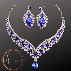 ロイヤルブルーエレガンス セット 大人気 ダンス ネックレスピアス セット 社交ダンス ベリーダンス ブルー イベント 発表会 ベリーダンス 社交ダンス 競技ダンス ステージ アイテム アクセサリー