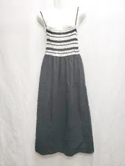 ◇ ZARA ニット 切替 ボーダー ロング キャミソール ワンピース サイズEUR M USA M MEX 28 ブラック ホワイト レディース P  【1407260020981】