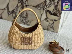 【今日特価】Miu Miu ニッチ ストロー マーケットトート - Miu Miu Niche Straw Market Tote-WTO輸入2