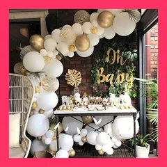 【スタッフおすすめ！】誕生日 飾り付け バルーンセット 124ピース 風船 ホワイト ゴールド 紙吹雪バルーン 結婚式 バースデー パーティー装飾