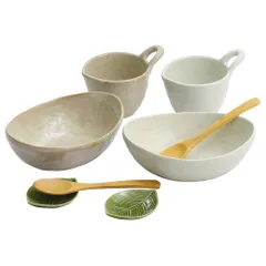 ☆ 白釉/灰釉 ☆ カップ＆カレー皿ペアセット セラミック藍 カップ 皿 セット お皿 皿 食器 コップ 和食器 パスタ皿 サラダ皿 カレー皿 楕円形 美濃焼 陶器 ペアセット 贈り物 ギフト おしゃれ お祝い 贈り物