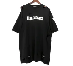 美品 正規品 バレンシアガ デストロイド ロゴ Tシャツ S デストロイ加工ロゴプリントTシャツ | BALENCIAGA