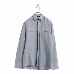 TOMMY HILFIGER 長袖 ストライプ シャツ M ライトブルー トミーヒルフィガー 2ポケット コットン 古着卸 アメリカ仕入 a504-5860