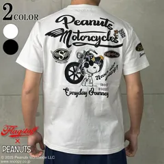 SNOOPY×Flagstaff BIKER Tシャツ フラッグスタッフ スヌーピー刺繍 半袖Tシャツ 452094 バイク ライダー 白 黒 SNOOPY ピーナッツ PEANUTS ウッドストックのサムネイル