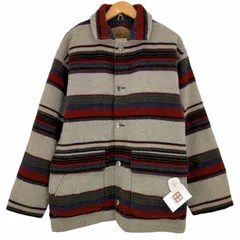 ウールリッチ WOOLRICH 90s USA製 ネイティブボーダー柄 コンチョボタン 裏地キルティングブランケットウールジャケット メンズ import：M のサムネイル