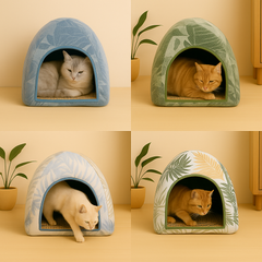 モンゴル風テント型猫ハウス キャットハウス 夏用 涼感ベッド Sサイズ 35×35×30cm