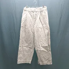 ◇ SENSE OF PLACE シンプル 太ベルトループ タック ワイド スラックス　パンツ Mサイズ ブラウン グレージュ レディース E  【1303290010919】