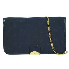 本物 クリスチャン ディオール Christian Dior チェーン ショルダーバッグ キャンバス ネイビー バッグ 中古 【フォロー割】