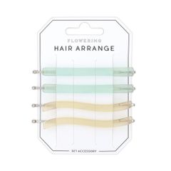 ヘアピン（4点セット） クリア×ウェーブ HHP0414-GR（グリーン）