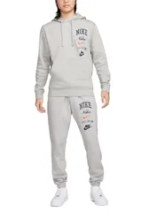 [ナイキ] 上下セット スウェット フリース プルオーバー フーディー パーカー × スウェットパンツ クラブBB ダークグレーヘザー/ライトスモークグレー/セーフティオレンジ FN2635-063/FN2644-063 国内正 [ダークグレーヘザー] [M]