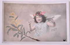 フランスアンティーク　ボンマルシェ　立体クロモカード 少女と馬 5ceac9e2973cb458d61b8fcf5edcfb