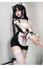 A204 メイド服　誘惑　可愛い　コスプレ　一式セット ストッキング付き 高品質